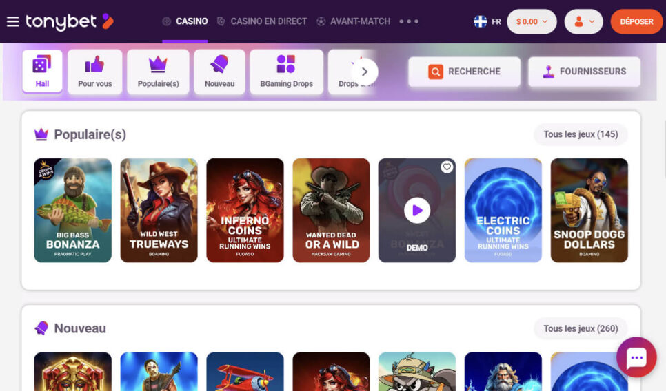 Meilleur casino en ligne Quebec - TonyBet