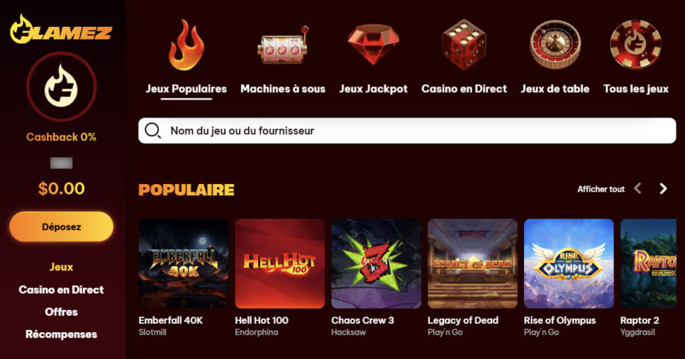 Nouveau casino Quebec - Flamez