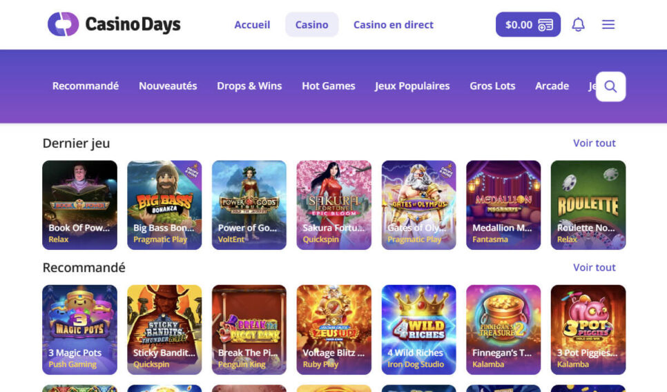 Populaire casino Quebec en ligne - CasinoDays